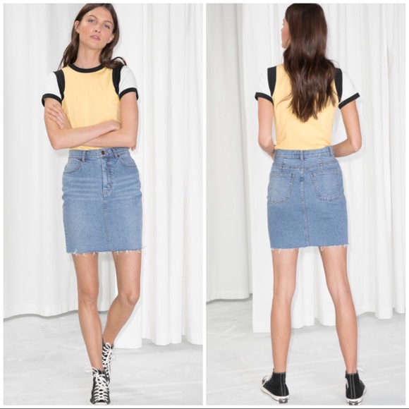 pencil cut denim skirt